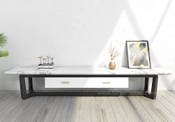 Fancy Homes Jacob marble top TV Unit, TV furniture with Ash base