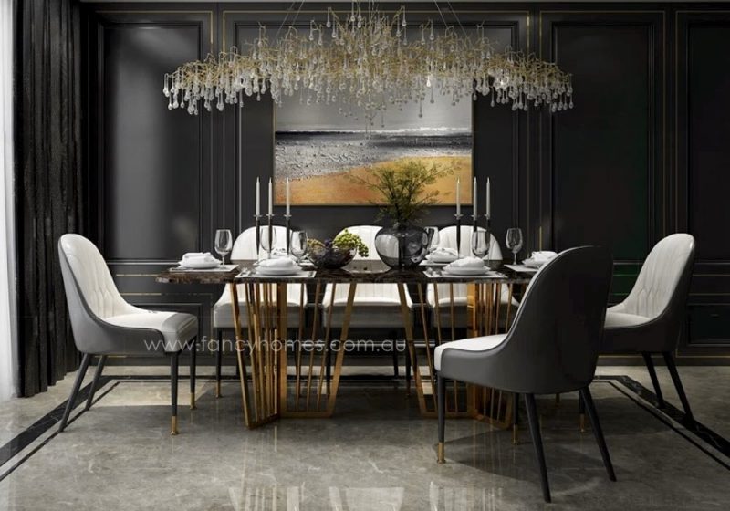 Fancy Homes Alena marble top dining table