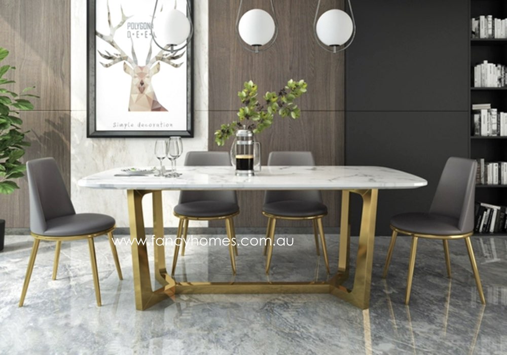 Jacob Marble Top Dining Table Gold Base, Stainless Steel Dining Table Legs Australia