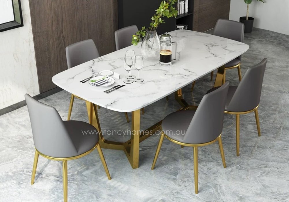 Jacob Marble Top Dining Table Gold Base, Stainless Steel Dining Table Legs Australia