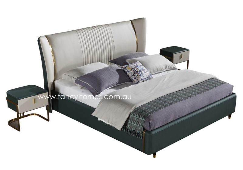 Fancy Homes Caprice Italian leather bed frame leather beds top