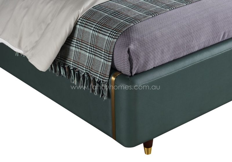 Fancy Homes Caprice Italian leather bed frame leather beds solid wooden legs with stainless steel