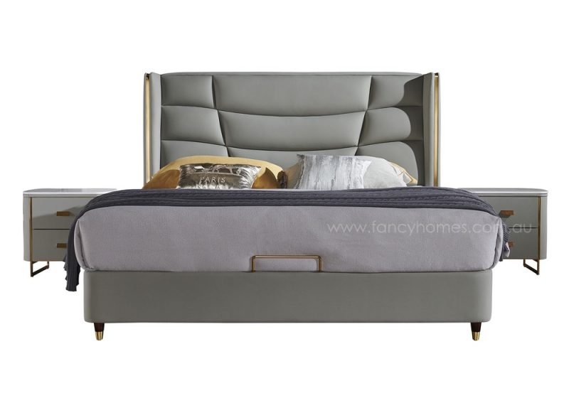 Etan Italian leather bed frame leather beds front