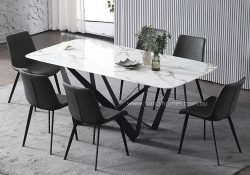 Fancy Homes Leighton marble top dining table with carbon steel base