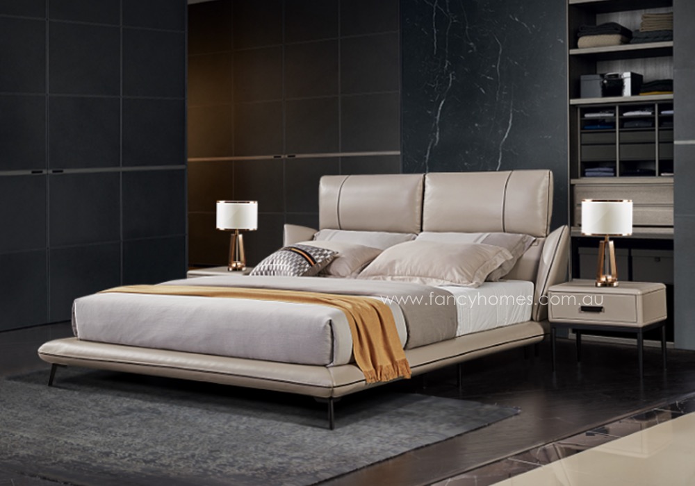 Lennox Italian Leather Bed Frame, Leather Bed Frame