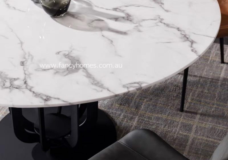 Fancy Homes Zuri Marble Top Dining Table Venatino White