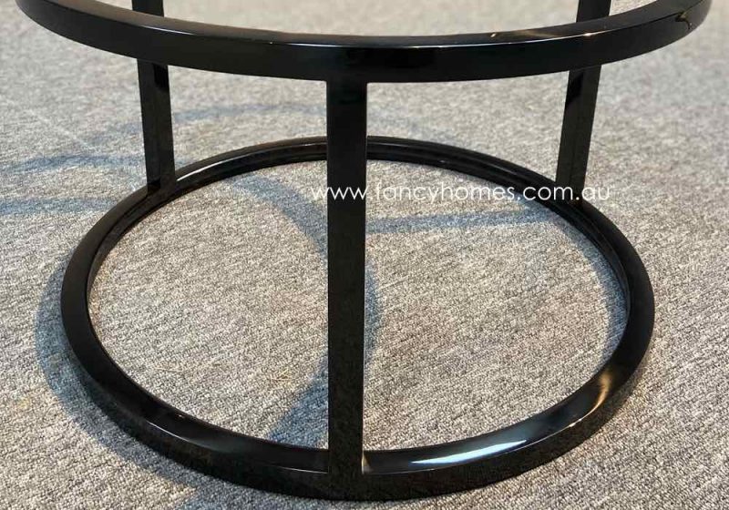 Fancy Homes Chelsea Marble Top Coffee Table Black Stainless Steel Base Detail