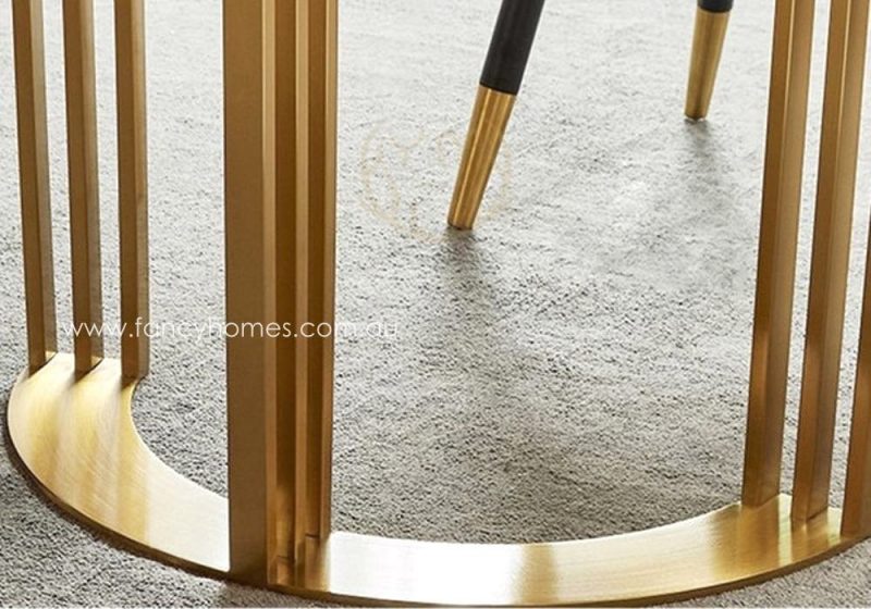Fancy Homes Flavia Marble Top Dining Table Gold Stainless Steel Base