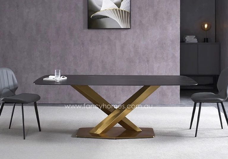 Buy Rocco Sintered Stone Dining Table Gold Base, Tables Fancy Homes