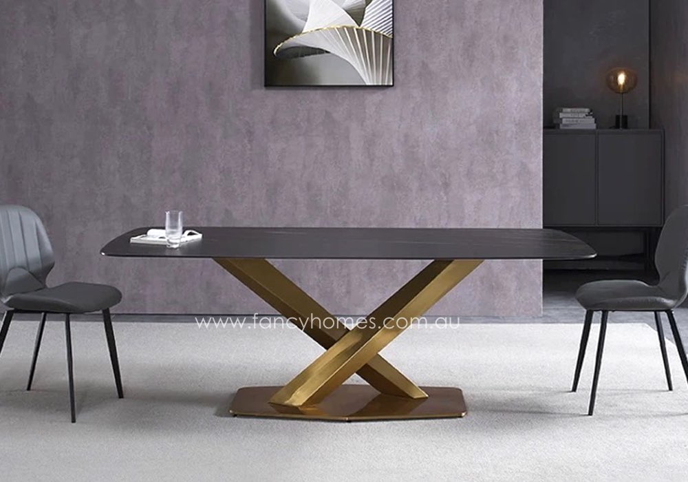 Rocco Sintered Stone Dining Table, Stainless Steel Dining Table Legs Australia