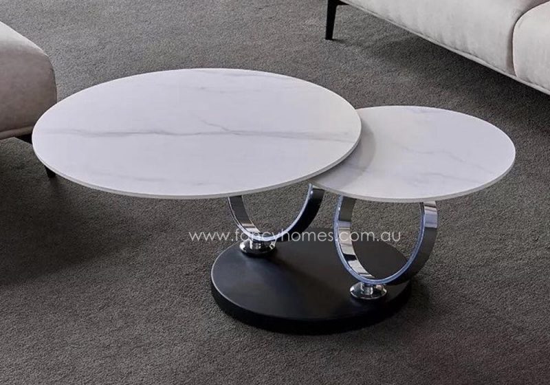 Fancy Homes Tutti swivel space-saving sintered stone coffee table with cala white table top