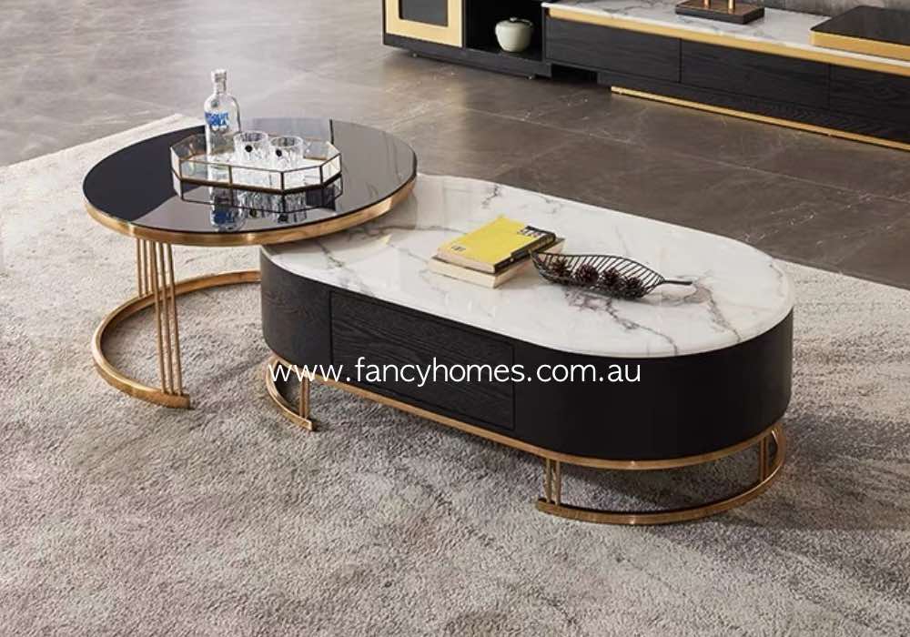 Buy Leslie Marble Top Coffee Table Set, Coffee Tables Fancy Homes