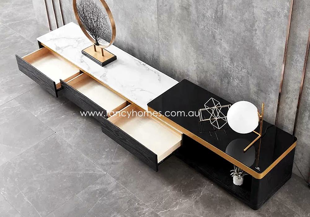 Buy Leslie Marble Top TV Unit Set, TV Units Fancy Homes