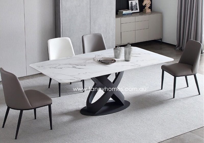 Fancy Homes Galaxy Marble Top Dining Table Venatino White