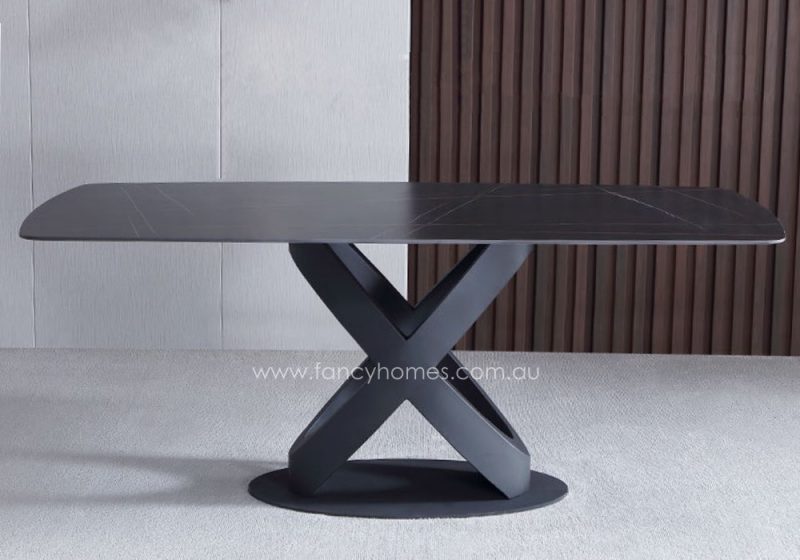 Fancy Homes Galaxy Sintered Stone Dining Table with Black Gold Top