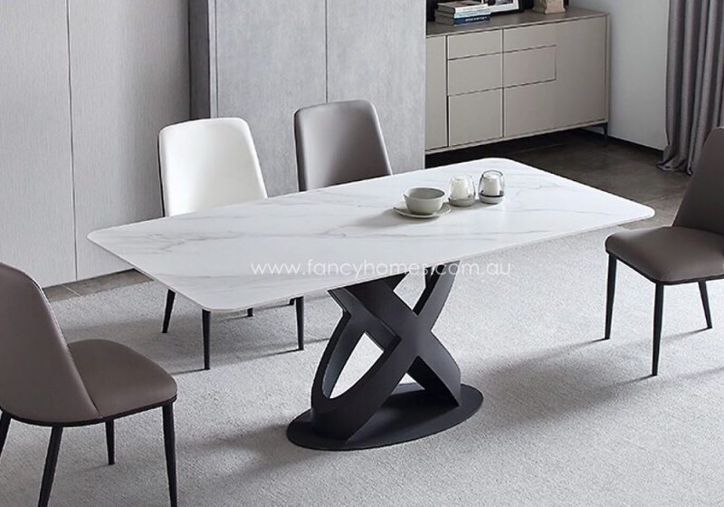 Fancy Homes Galaxy Sintered Stone Dining Table in Cala White