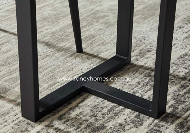 Fancy Homes Carter Sintered Stone Dining Table Black Carbon Steel Base