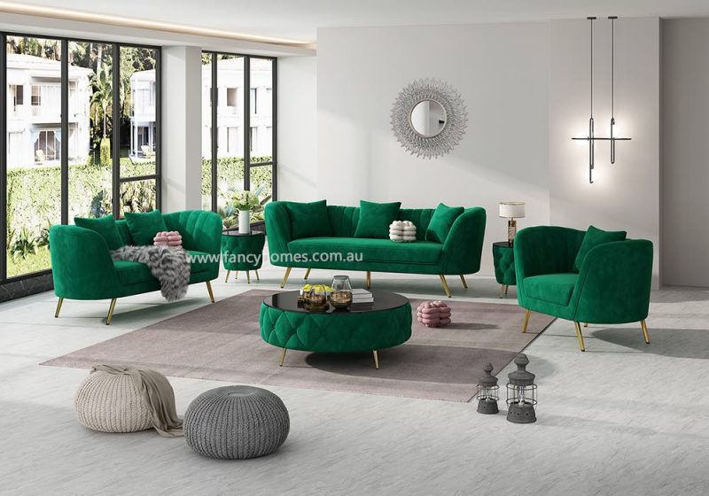 Fancy Homes Celeste Lounges Suites Fabric Sofa Green Velvet