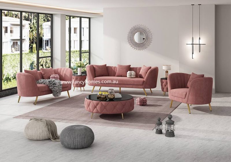 Fancy Homes Celeste Lounges Suites Fabric Sofa Pink Velvet