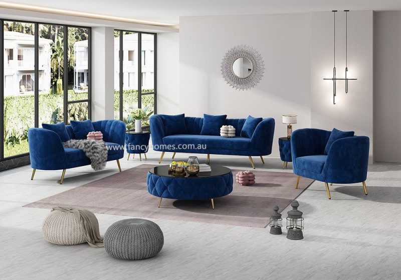 Fancy Homes Celeste Lounges Suites Fabric Sofa Royal Blue Velvet