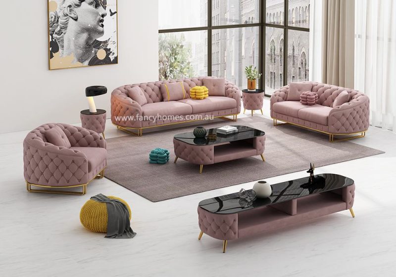Fancy Homes Madilyn Lounges Suites Fabric Sofa Pink