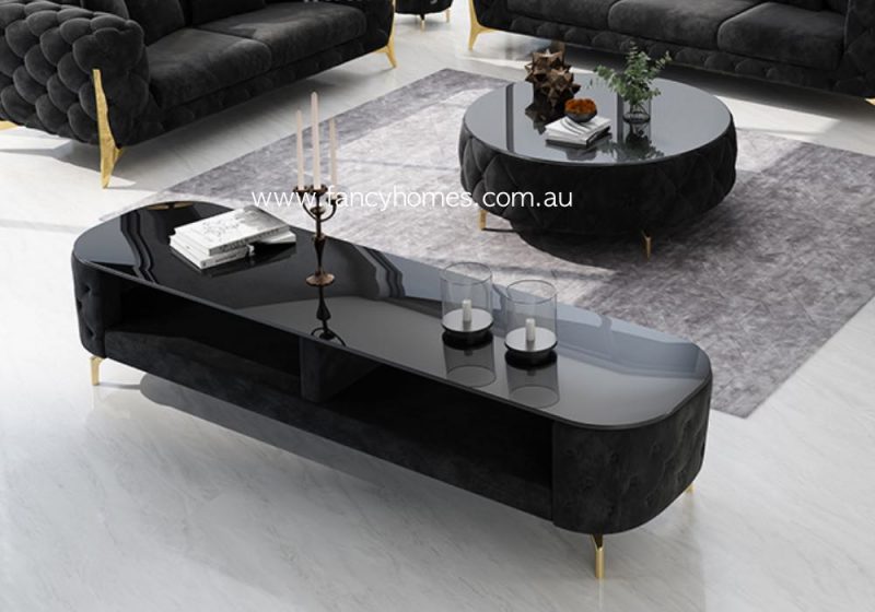Fancy Homes Savanah Coffee Table and TV Unit Black
