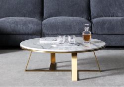 Fancy Homes Alaia Marble Top Coffee Table Gold Base