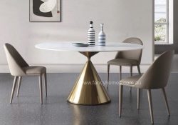 Fancy Homes Lavin Round Sintered Stone Dining Table Golden Base