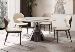 Fancy Homes Lavin Round Sintered Stone Dining Table Black Base