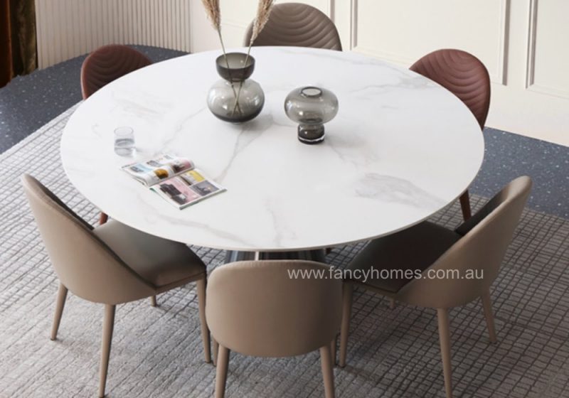 Fancy Homes Lavin Sintered Stone Dining Table Golden Base
