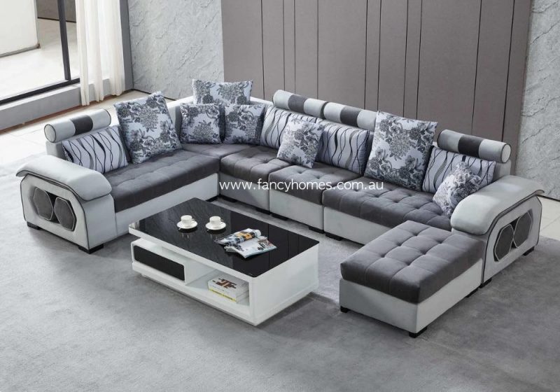 Fancy Homes Monica Customisable Modular Fabric Sofa Dark Grey and Light Grey