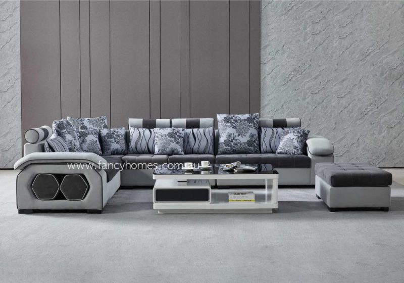 Fancy Homes Monica Customisable Modular Fabric Sofa Grey Front