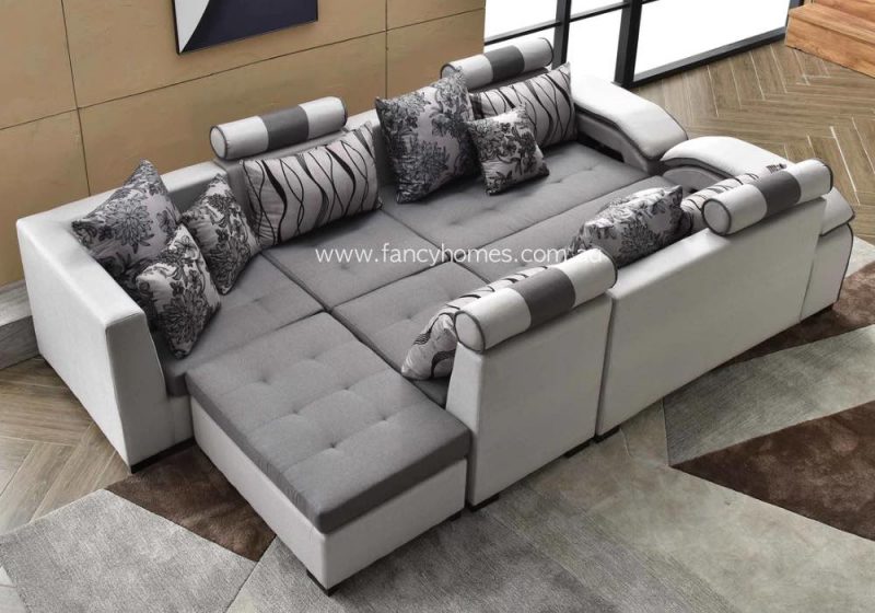 Fancy Homes Monica Customisable Modular Fabric Sofa Grey and Light Grey