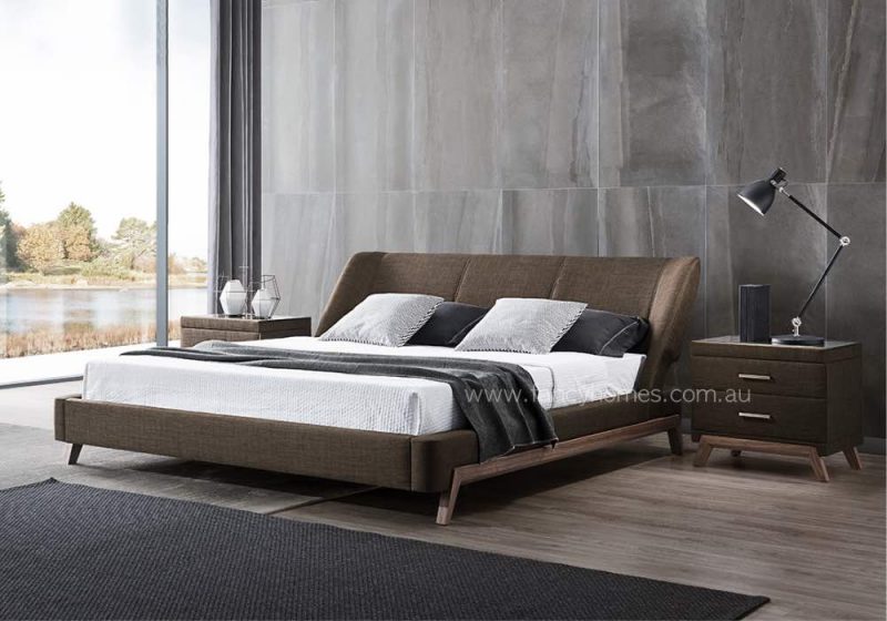 Fancy Homes Archie Contemporary Fabric Bed Frame Brown