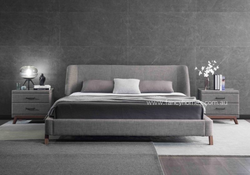 Fancy Homes Archie Contemporary Fabric Bed Frame Grey Front