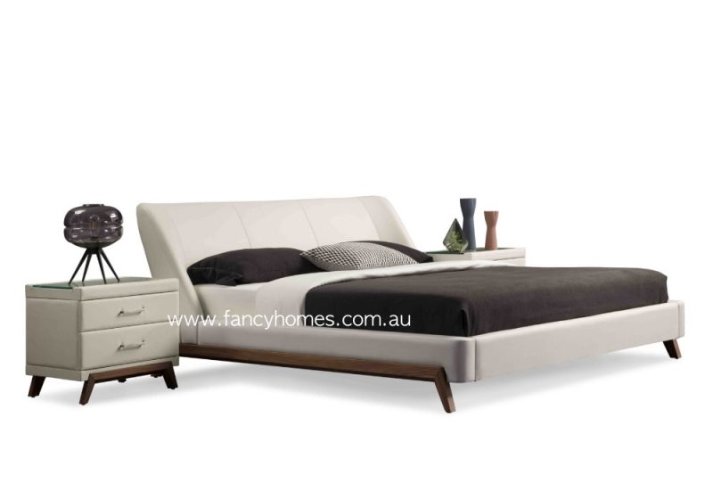 Fancy Homes Archie Contemporary Leather Bed Frame White Side