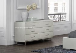 Fancy Homes FDT-3000 Six Drawer Dresser Leather White