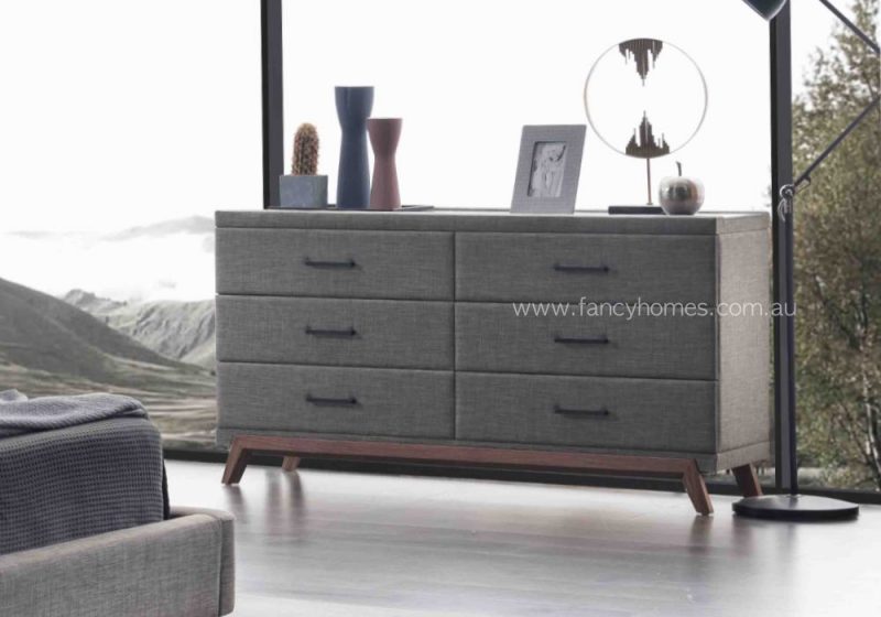 Fancy Homes FDT-5700 Six Drawer Contemporary Dresser Grey