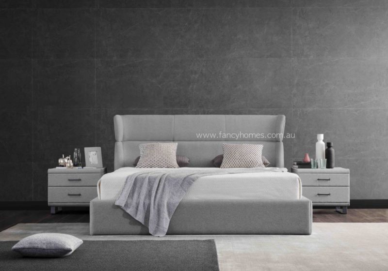 Fancy Homes Zavier Contemporary Fabric Bed Frame Grey