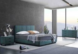 Fancy Homes Emerald Contemporary Fabric Bed Frame Teal Colour