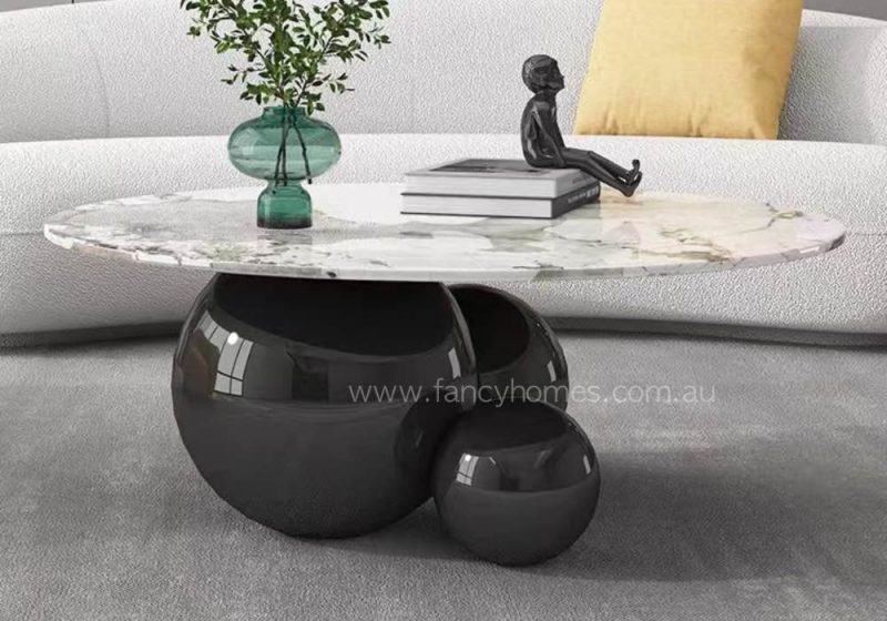 Fancy Homes Tristan Sintered Stone Coffee Table Black