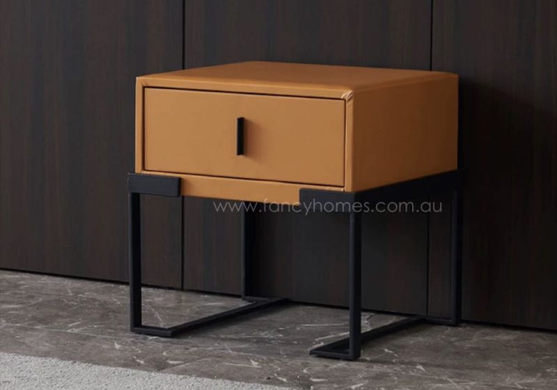 Fancy Homes B-625 Contemporary Bedside Table Black Base Orange