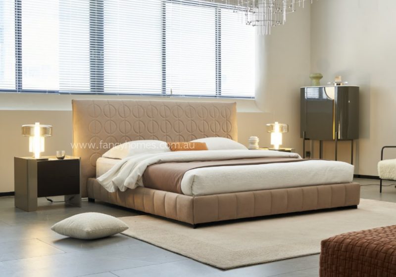 Fancy Homes Beatrice Contemporary Fabric Bed Frame Fabric Beds Online High Density Foam Bed Head Beige Colour