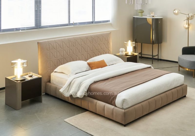 Fancy Homes Beatrice Contemporary Fabric Bed Frame Fabric Beds Online Beige Colour