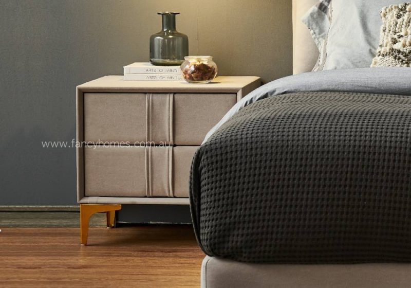 Fancy Homes G-002 Contemporary Bed Side Table Golden Legs Front