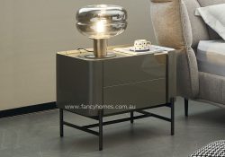 Fancy Homes WXG-019 Contemporary Bedside Table Night Stand Grey and Brushed Gold