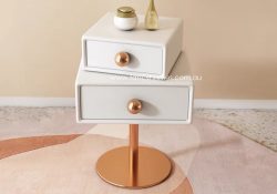 Fancy Homes Thalia Swivel Side Table Bedside Table Rose Gold Base