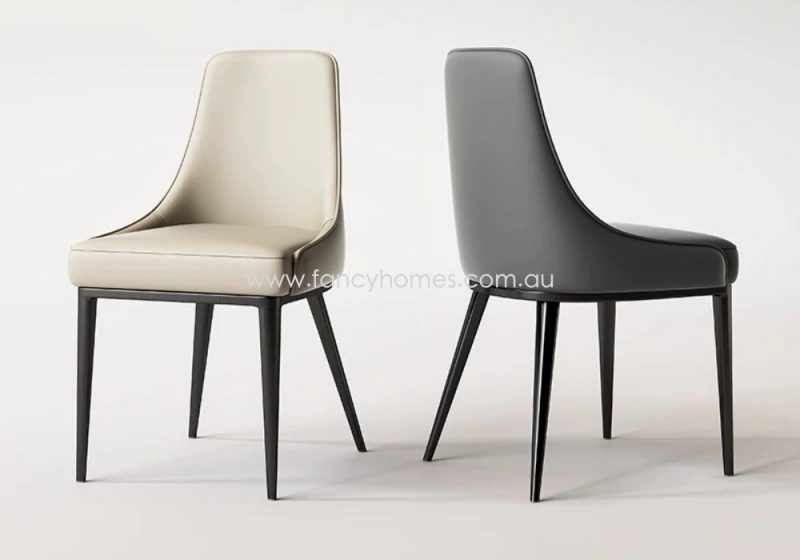 Fancy Homes Aspen Dining Chair Dark Grey Legs Beige Dark Grey Front and Back