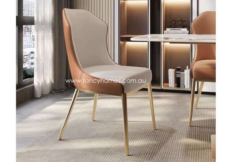 Fancy Homes Mason Dining Chair Off White and Orange with Gold Base