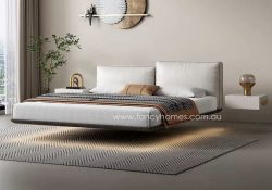 Fancy Homes Bridget Contemporary Floating Leather Bed Frame Leather Beds Online White